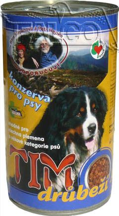 Drůbež&iacute; konzerva pro psy Tim. Krmivo s vysok&yacute;m pod&iacute;lem svaloviny a vynikaj&iacute;c&iacute;mi nutričn&iacute;mi i dietn&iacute;mi hodnotami.