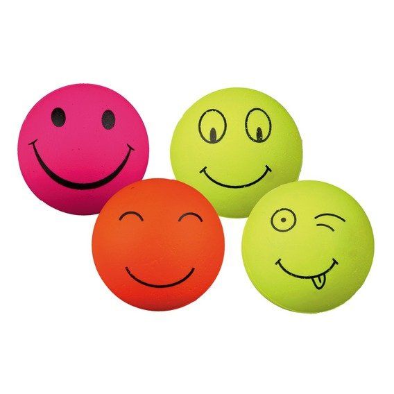 M&iacute;č mechov&aacute; guma SMAJL&Iacute;K 60mm (4ks/bal.) TRIXIE je hračka vhodn&aacute; pro psy v&scaron;ech plemen a věkov&yacute;ch kategori&iacute;, kter&aacute; zajist&iacute; va&scaron;emu pejskovi dlouh&eacute; hodiny z&aacute;bavy.