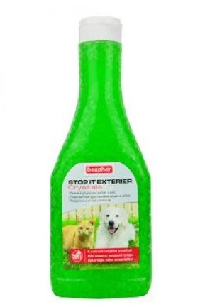 Exteri&eacute;rov&yacute; v&yacute;cvikov&yacute; př&iacute;pravek, ve formě gelu chr&aacute;n&iacute;c&iacute; květiny, skalky a z&aacute;hony před psy a kočkami.