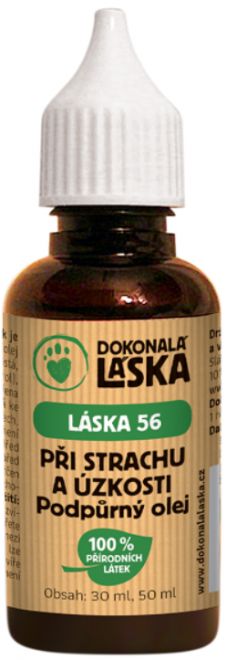 L&Aacute;SKA 56 OLEJ PROTI STRACHU, &Uacute;ZKOSTI 50ML Veterin&aacute;rn&iacute; př&iacute;pravek. Pouze pro zv&iacute;řata. Př&iacute;pravek je určen pro psy