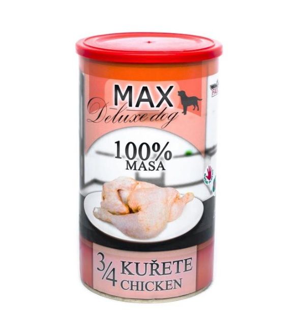 Nejlep&scaron;&iacute; v&yacute;běr kousků masa. Masov&aacute; konzerva je naplněna ze 75 % cel&yacute;mi kousky nasekan&eacute;ho kuřete včetně kost&iacute; a 25 % mlet&yacute;ch hověz&iacute;ch drobů a masa.