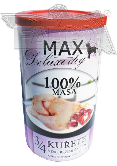 MAX 3/4 kuřete s drůbež&iacute;mi žaludky obsahuje vysok&yacute; pod&iacute;l svaloviny s vynikaj&iacute;c&iacute;mi nutričn&iacute;mi a dietn&iacute;mi hodnotami. V&yacute;hodn&eacute; balen&iacute;.