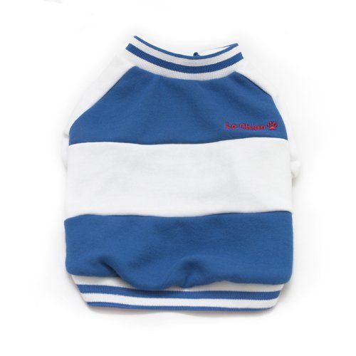 Modro-b&iacute;l&aacute; prť&aacute;ck&aacute; mikina pro velk&eacute; psy