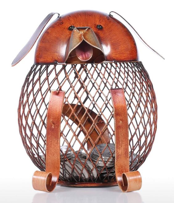 Pokladnička na peniaze v tvare ps&iacute;ka, kovov&aacute;.